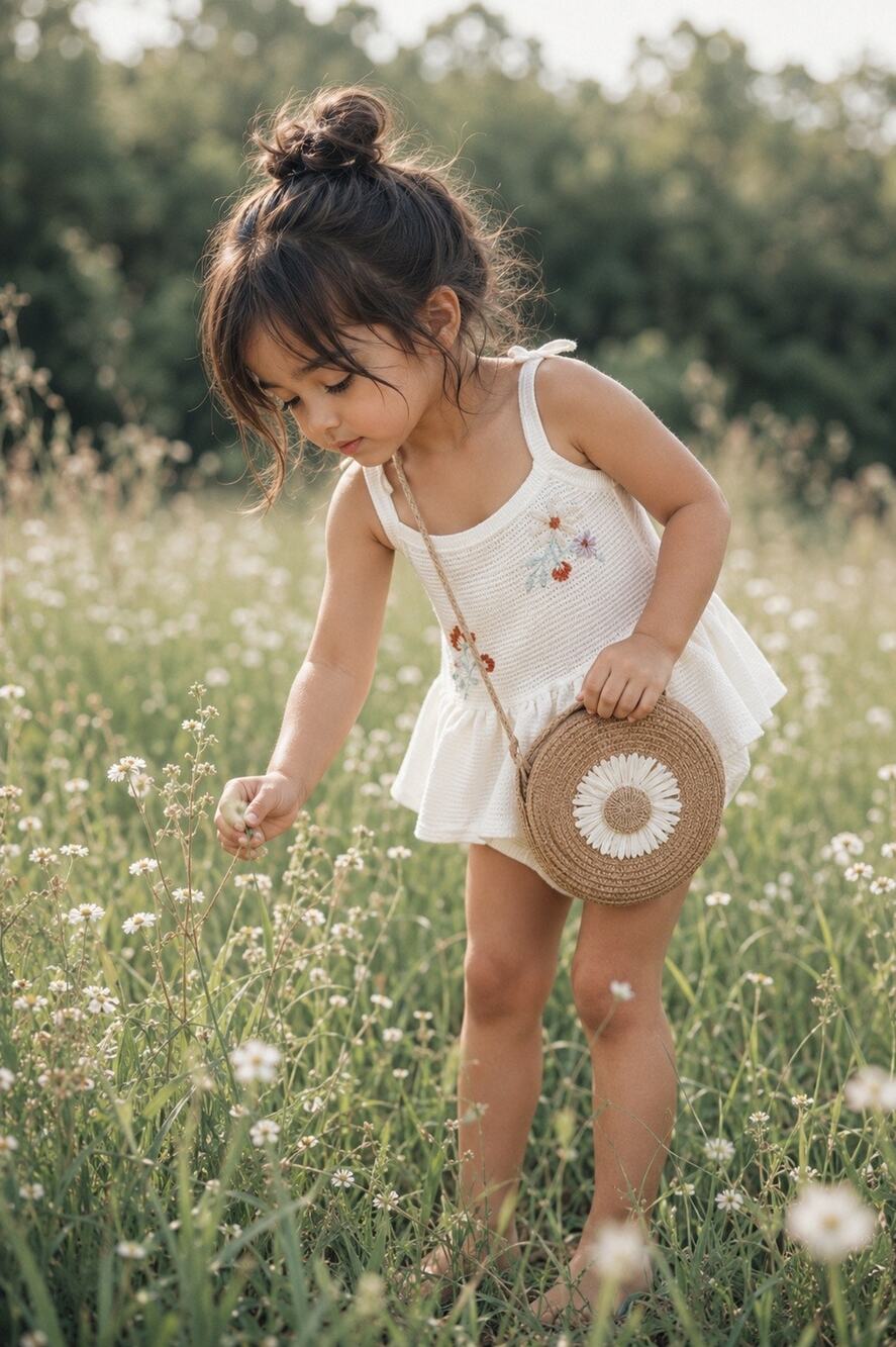 Made Of Meadow Flowers Soft Knit Peplum Romper Playsuit 2T/3T